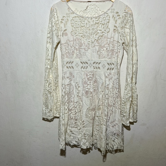 Free People Lace Lovers Dress Cream Size 4 - Picture 6 of 10